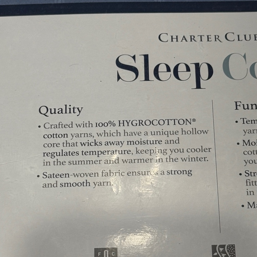 **NWT** Charter Club Cool 400 Thread Count Stripe Queen Sheet Set - Picture 6 of 8